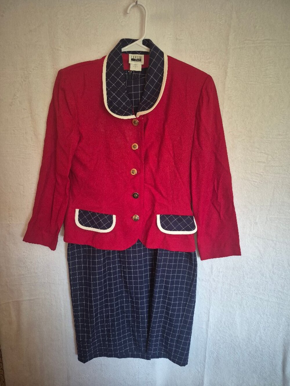 Vintage Leslie Fay Dress Suit Set Blazer Sz 8 Preppy 80s Old Money Retro